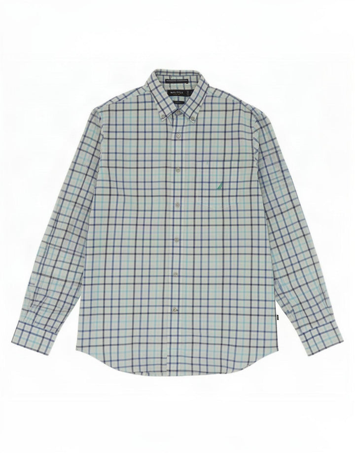Nautica Chemise Coupe Classique Homme Bleu Moyen à Carreaux en Coton