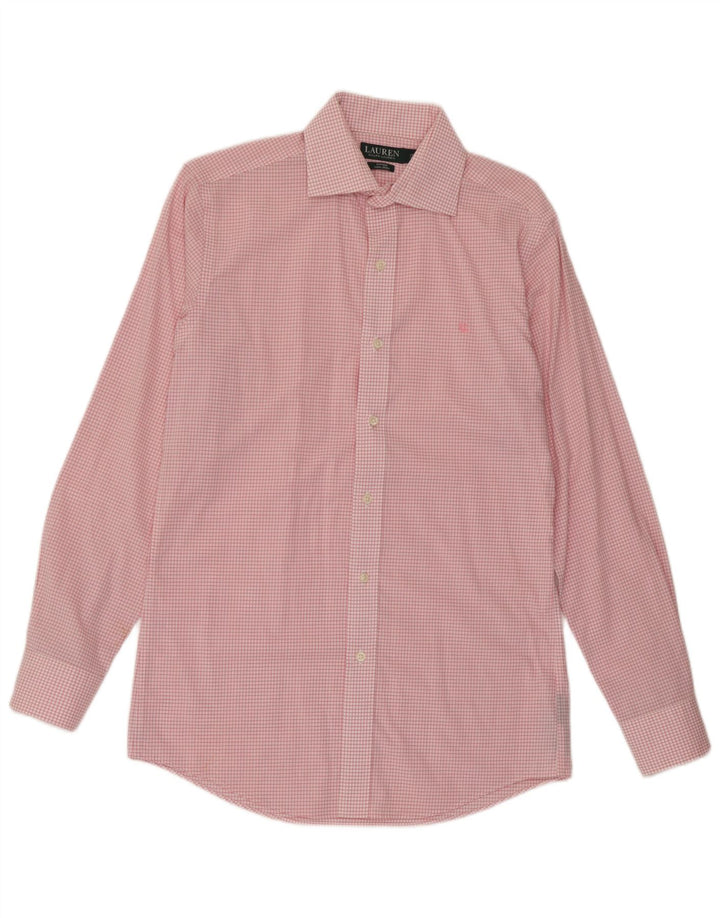 Ralph Lauren Chemise ajustée pour homme Taille 15 38 Coton à carreaux rose moyen