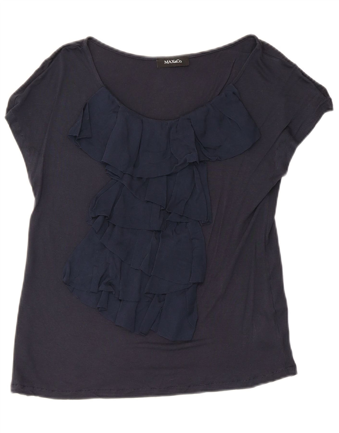 Max & Co. Chemisier Femme Top UK 8 Small Bleu Marine Viscose