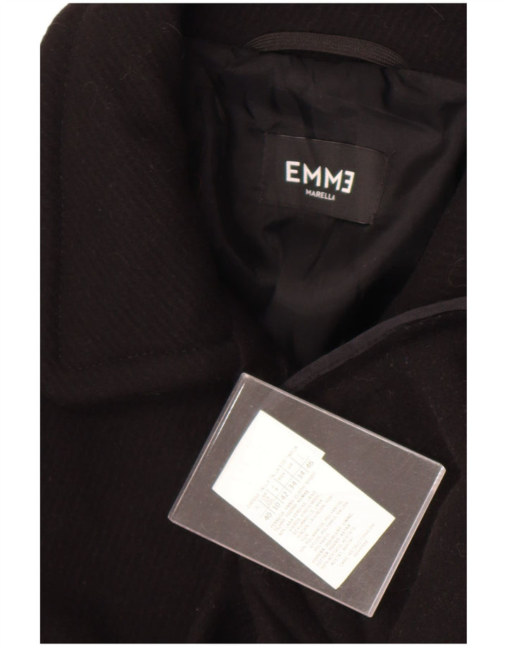 Marella Manteau Femme UK 14 Grande Laine Vierge Noire