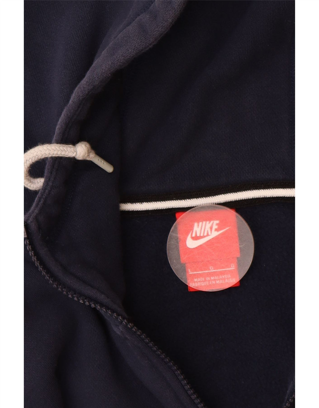 NIKE Pull à capuche zippé sans manches pour femme UK 16 Grand coton bleu marine