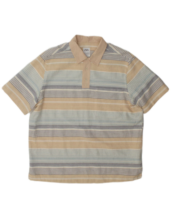 Polo Homme Zara Large Coton Rayé Multicolore