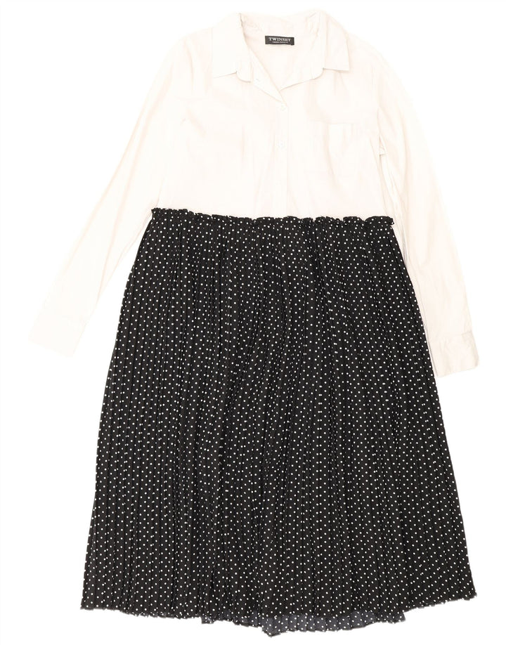 Simona Barbieri Femme Twinset Maxi Robe IT 42 Moyen Noir À Pois