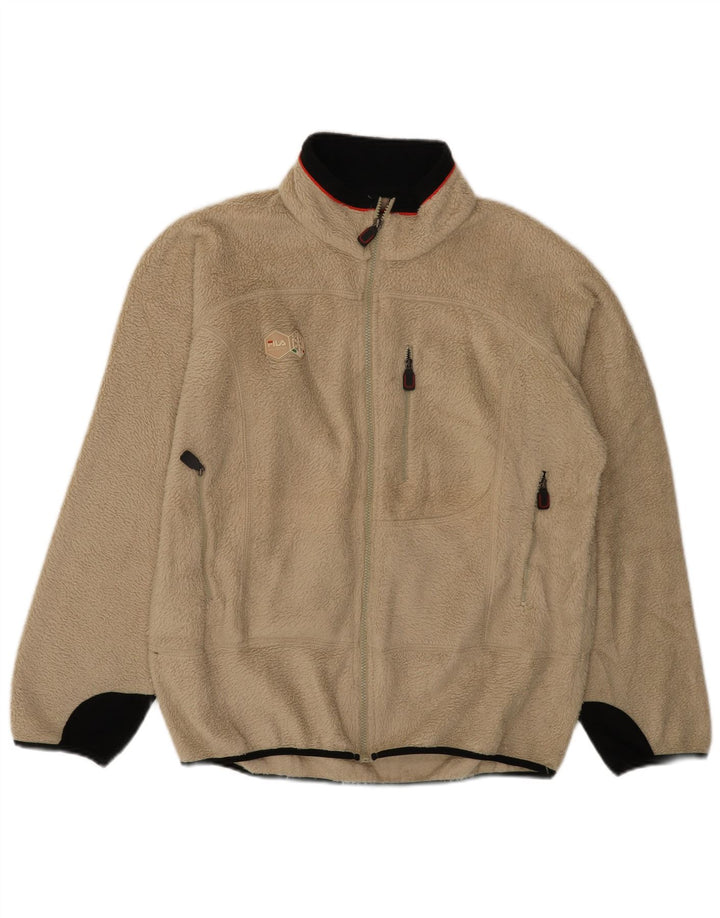 Fila Veste polaire pour homme UK 40 Large Beige Colourblock Polyester Sports