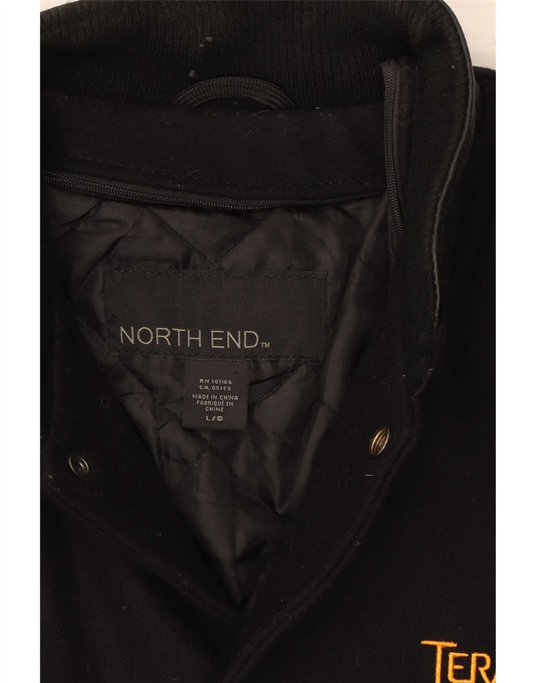 North End Veste Varsity Homme UK 40 Grande Laine Noire