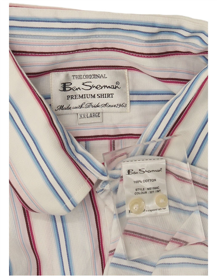 Ben Sherman Chemise Homme 2XL Coton Rayé Blanc