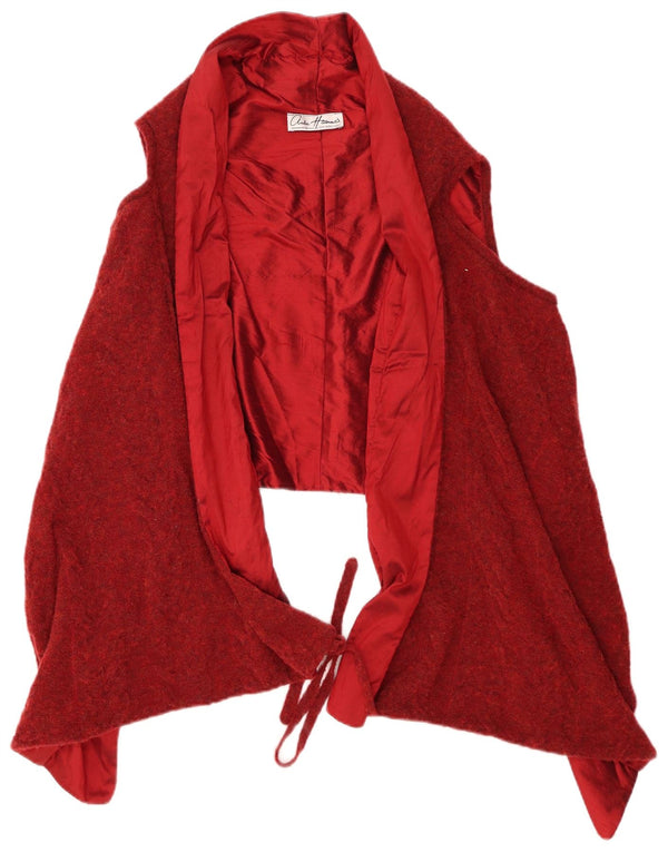 vintage Womens Wrap Gilet Taille Unique Bourgogne Laine Mérinos