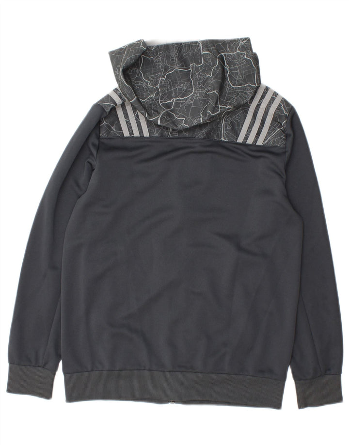 ADIDAS Boys Zip Hoodie Sweater 13-14 Years Black Polyester Vintage Adidas and Second-Hand Adidas from Messina Hembry 