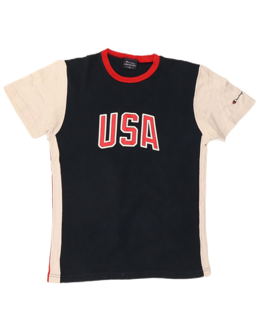 CHAMPION T-Shirt Graphique Femme UK 18 XL Bleu Marine Colorblock Coton