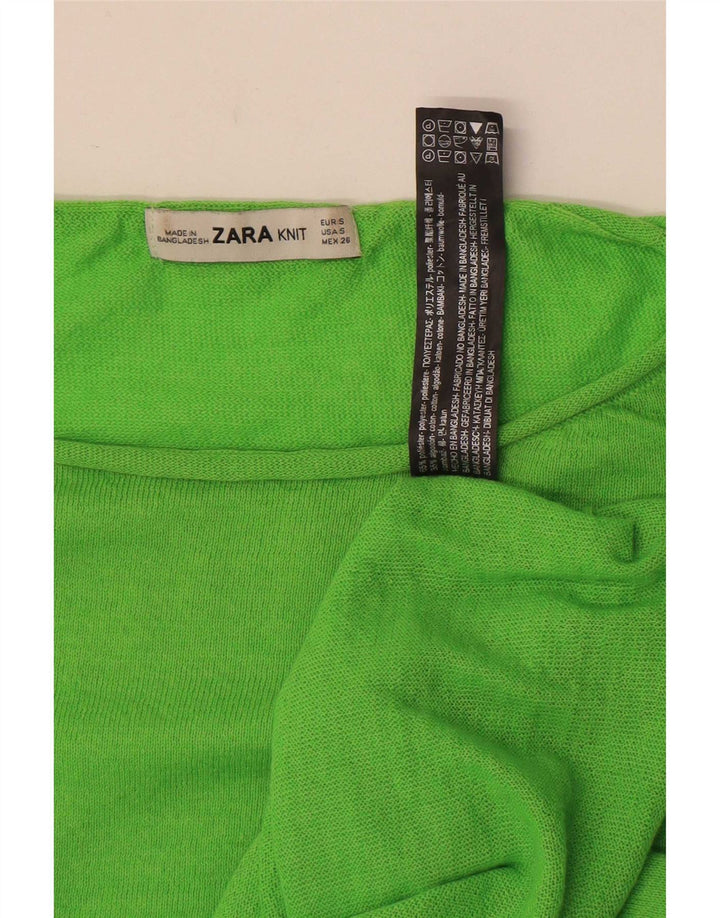Zara Femme Haut Oversize Manches Longues UK 10 Petit Vert Polyester