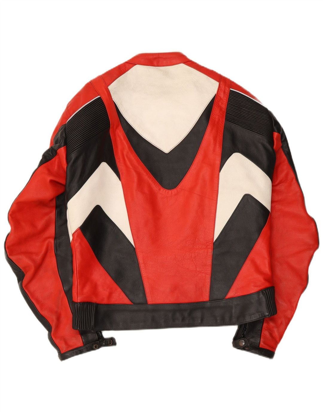 vintage Mens Leather Racer Jacket UK 40 Grand Colourblock multicolore