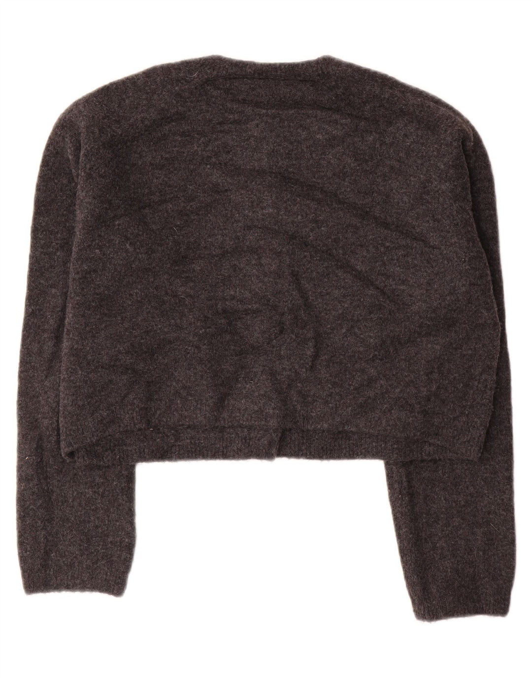 Zara Womens Crop Oversize Cardigan Pull UK 10 Petit Gris Acrylique