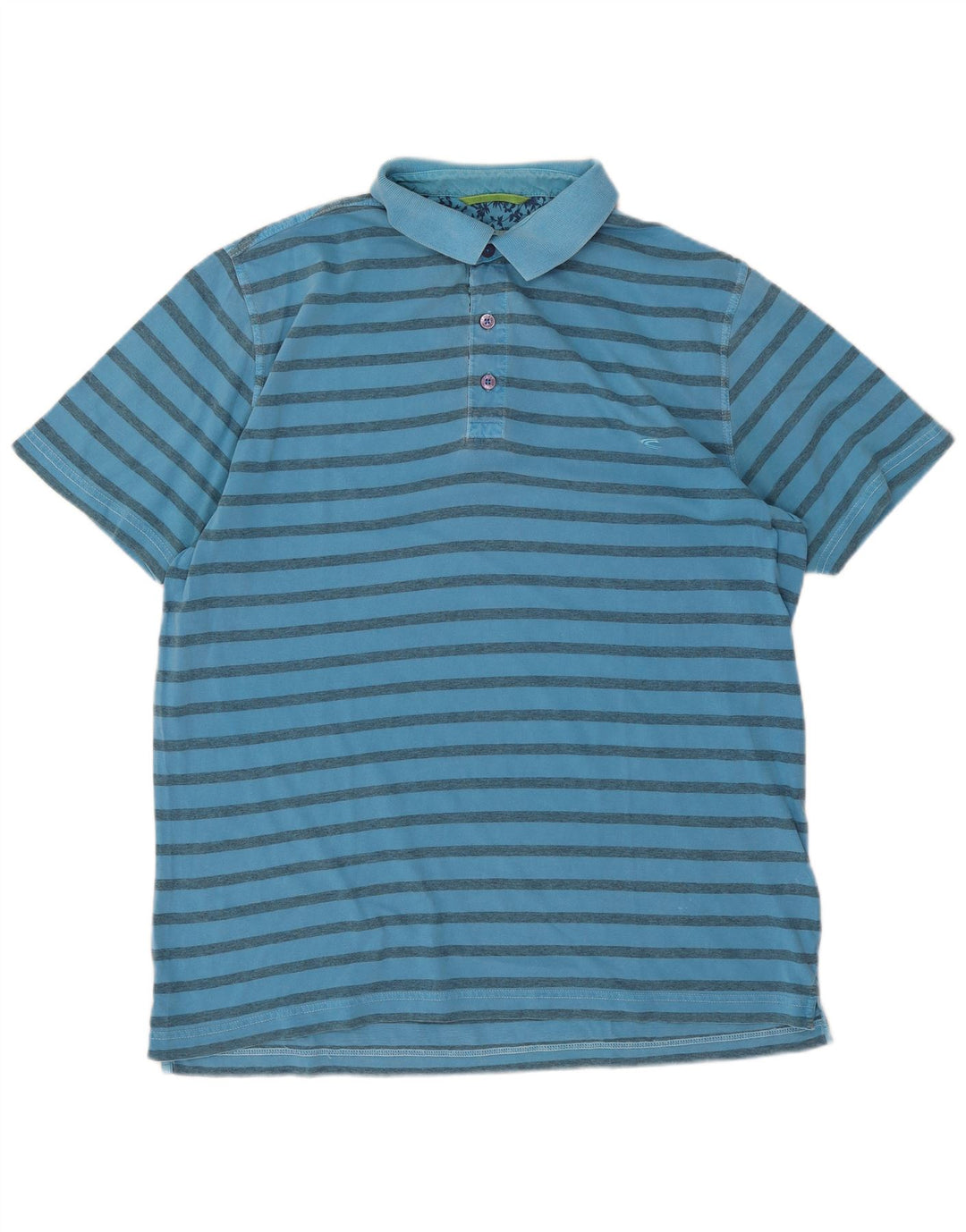 Camel Active Polo Homme Large Bleu Rayé Coton
