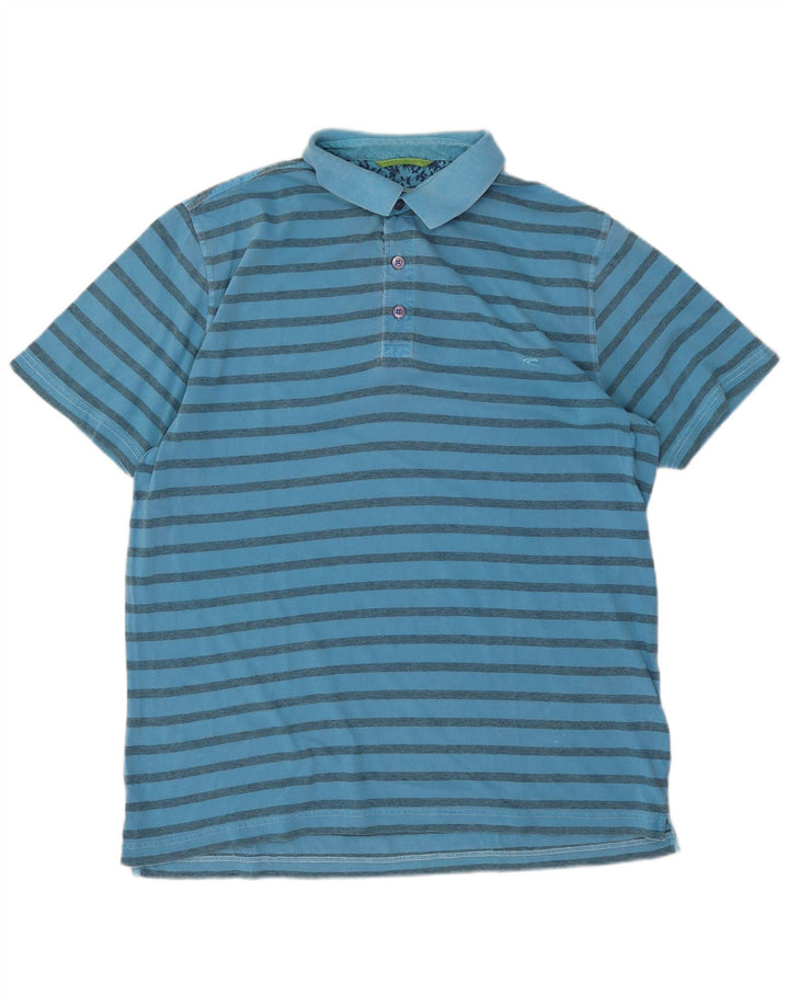 Camel Active Polo Homme Large Bleu Rayé Coton