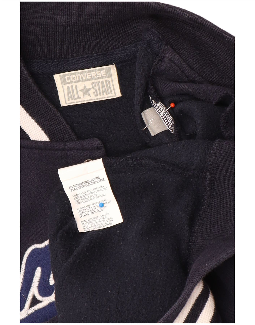 Converse Veste Varsity graphique pour homme UK 40 Large Bleu marine Colourblock