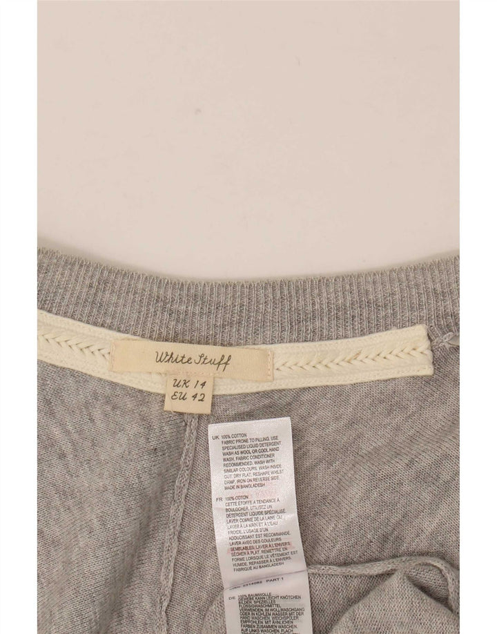 Pull cardigan ouvert long White Stuff pour femme UK 14 Large gris moucheté