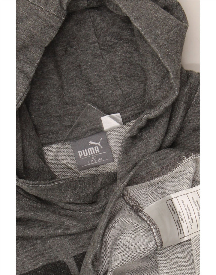 PUMA Pull à capuche graphique pour garçon 12-13 ans Grand Gris Coton