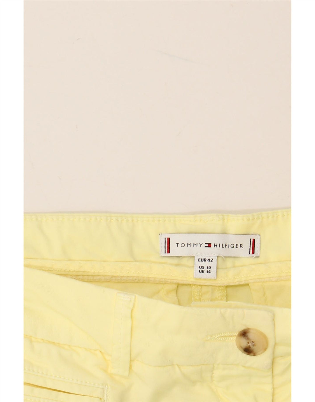 TOMMY HILFIGER Short Chino Femme UK 14 Large W34 Jaune