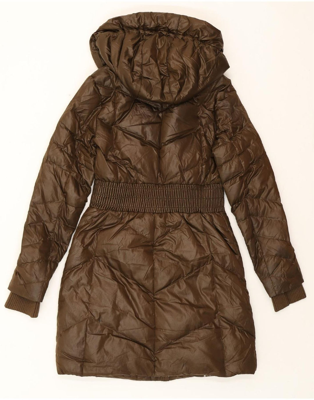 FRENCH CONNECTION Manteau rembourré à capuche pour femme UK 10 Petit Marron Polyester