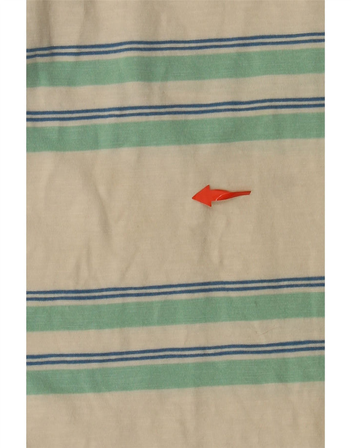 FARAH Homme T-Shirt Top Medium Off White Rayé Coton