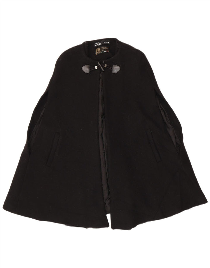 Zara Manteau Cape Femme UK 12 Moyen Noir