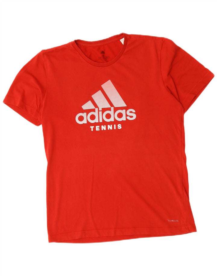Adidas Homme Climalite Graphic T-Shirt Top Rouge Moyen Coton