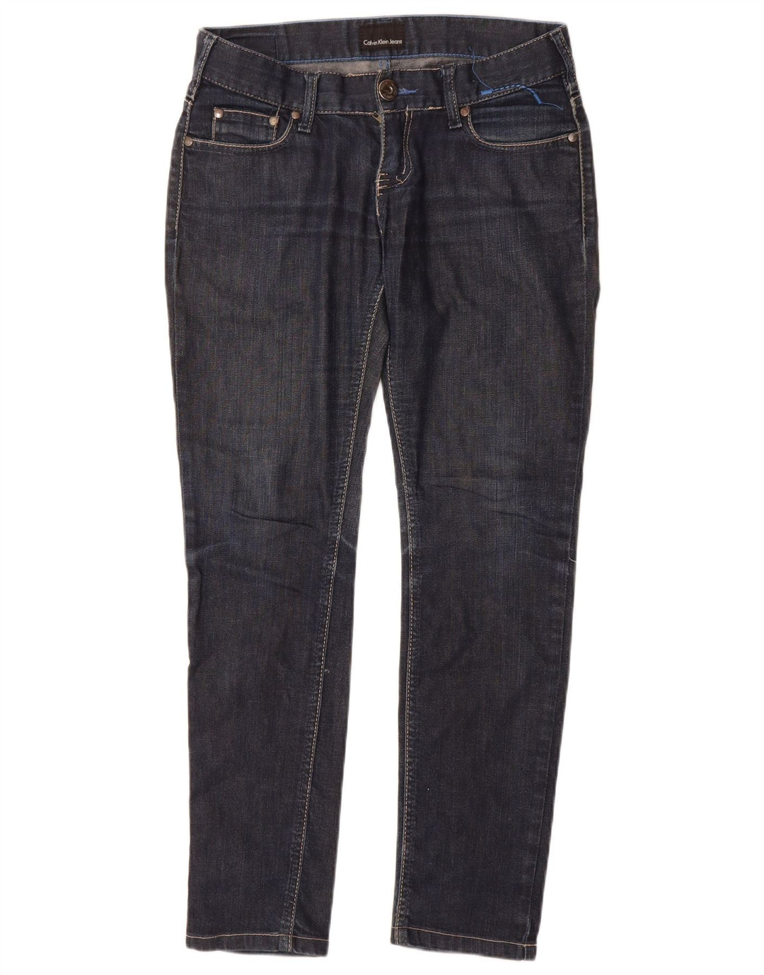 Calvin Klein Jean Slim Femme W27 L29 Bleu Marine Coton