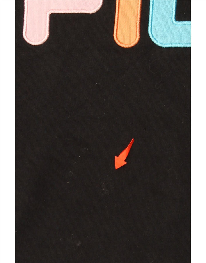 FILA Sweat-shirt graphique pour femme UK 14 en coton noir moyen