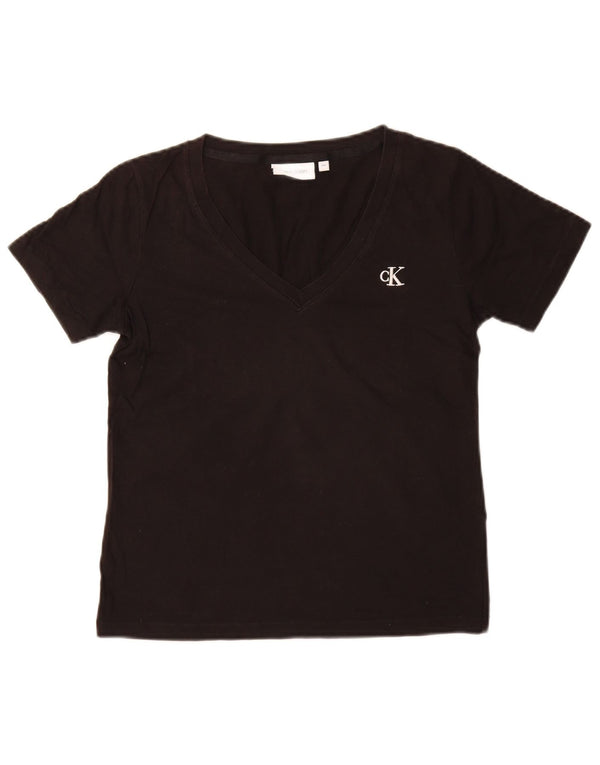 CALVIN KLEIN JEANS T-Shirt Femme Top UK 2 XS Noir Coton