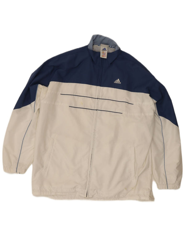 Adidas Veste de survêtement surdimensionnée pour femme UK 16 Large Blanc Colorblock