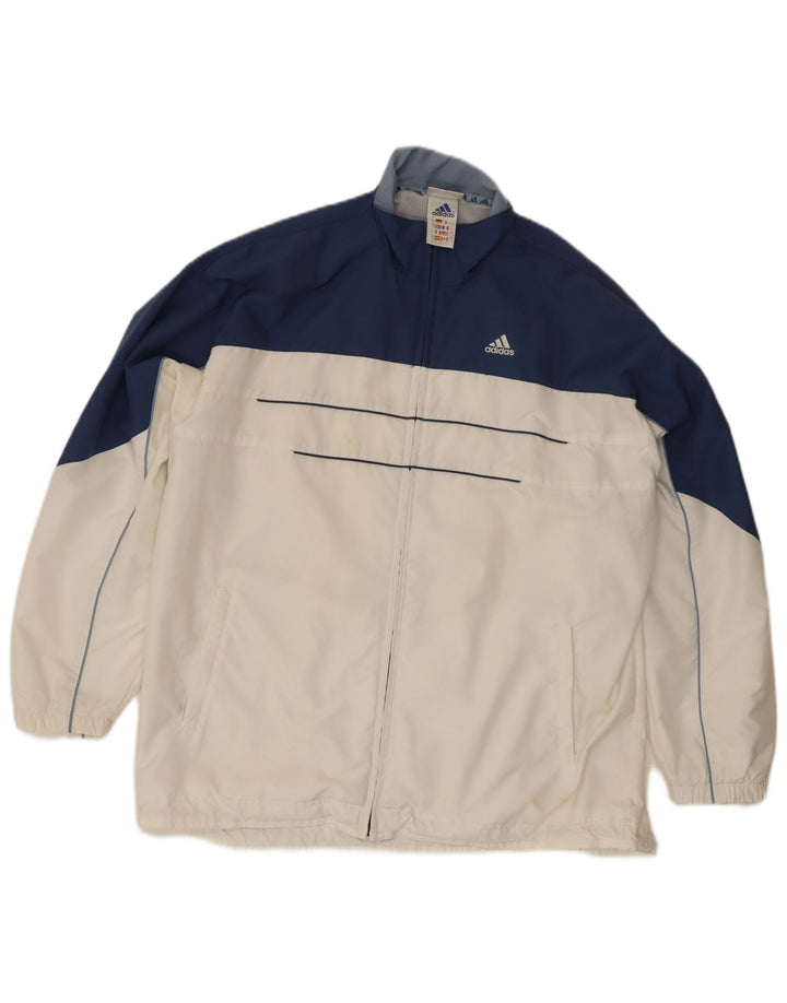 Adidas Veste de survêtement surdimensionnée pour femme UK 16 Large Blanc Colorblock