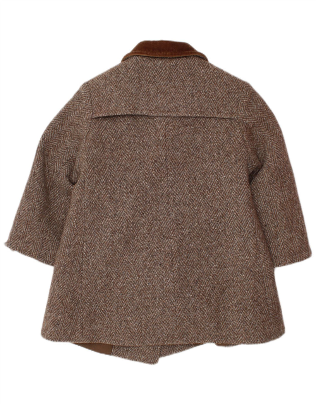 VINTAGE Manteau croisé bébé fille 18-24 mois chevrons marron