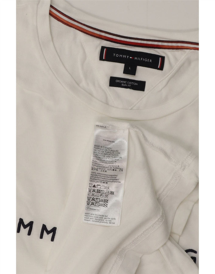 TOMMY HILFIGER T-shirt slim fit graphique pour hommes, grand coton blanc