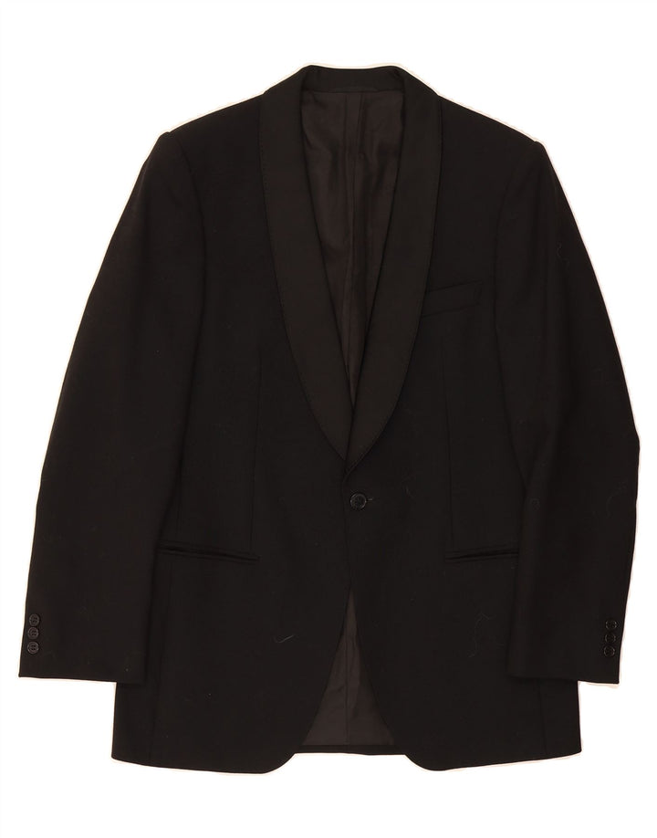 VINTAGE Mens 1 Button Blazer Jacket UK 38 Medium Black Vintage Vintage and Second-Hand Vintage from Messina Hembry 