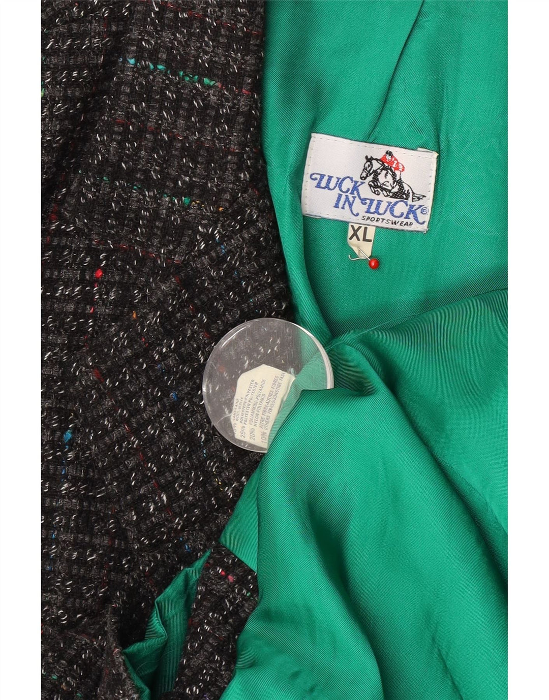 Luck in Luck Veste Blazer 3 Boutons pour Homme UK 42 XL Laine Grise Mouchetée