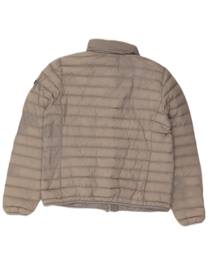 Superdry Veste matelassée à capuche pour femme UK 16 Large Gris Nylon