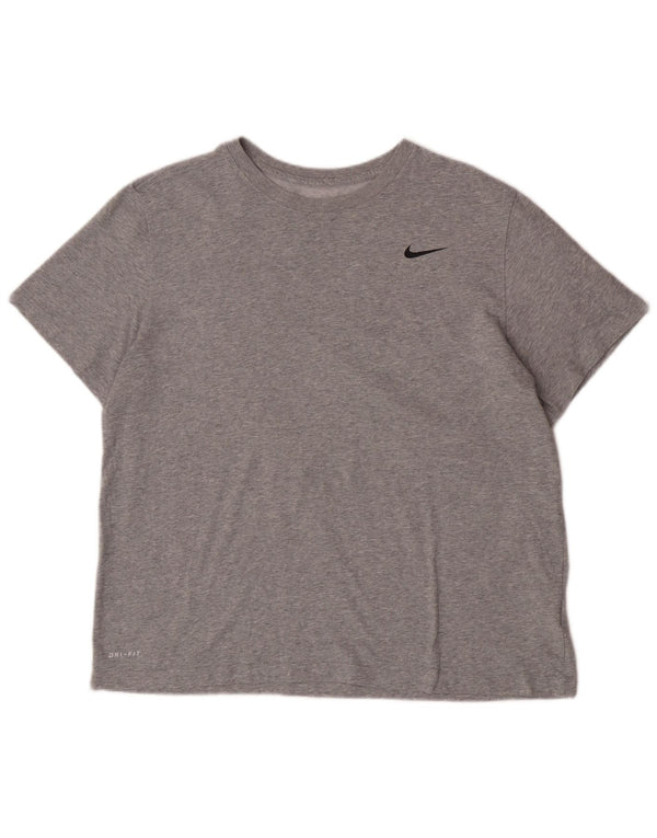 Nike Mens Dri Fit T-Shirt Top XL Gris Moucheté Coton
