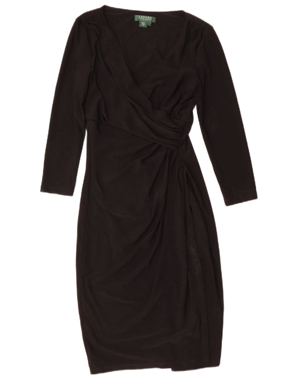 Ralph Lauren Robe fourreau à manches 3/4 pour femme US 4 Small Noir