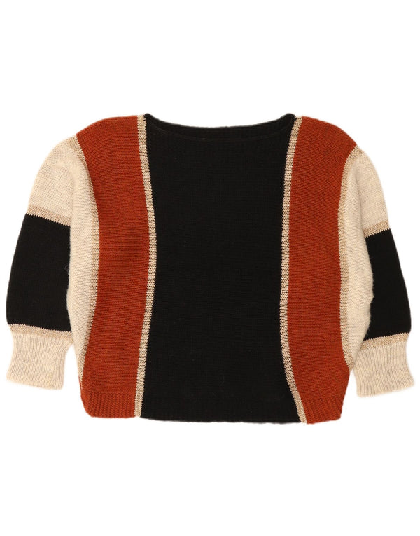 vintage Womens Boat Neck Jumper Sweater UK 16 Grand Multicolore