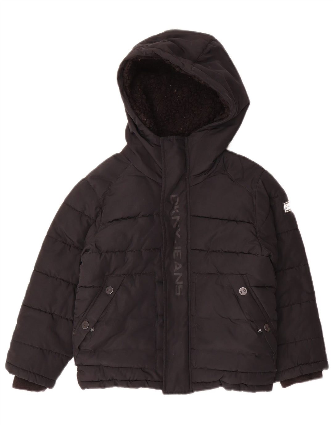 Dkny Veste matelassée à capuche graphique pour garçon 5-6 ans Noir Polyester