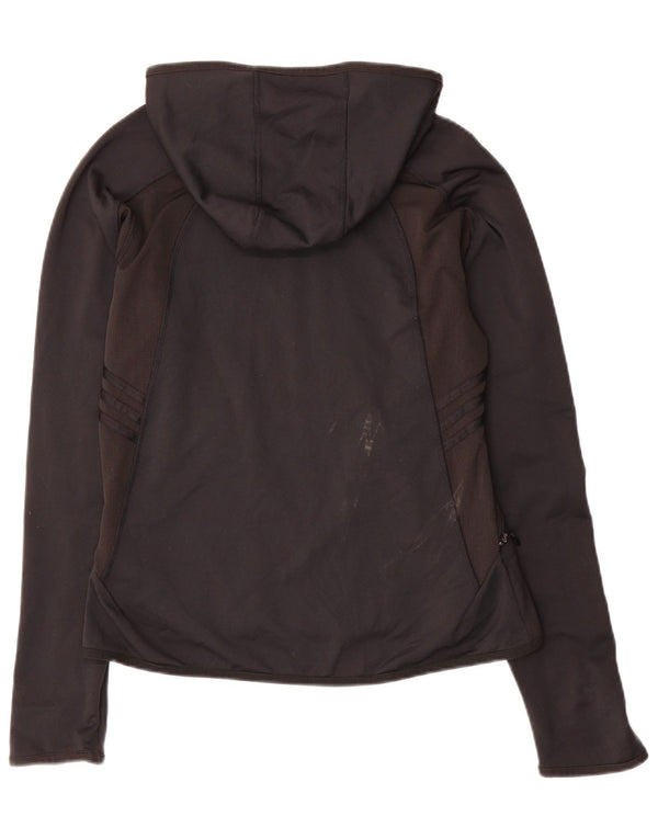 Adidas Veste de survêtement à capuche pour femme UK 14 Large Noir Colourblock