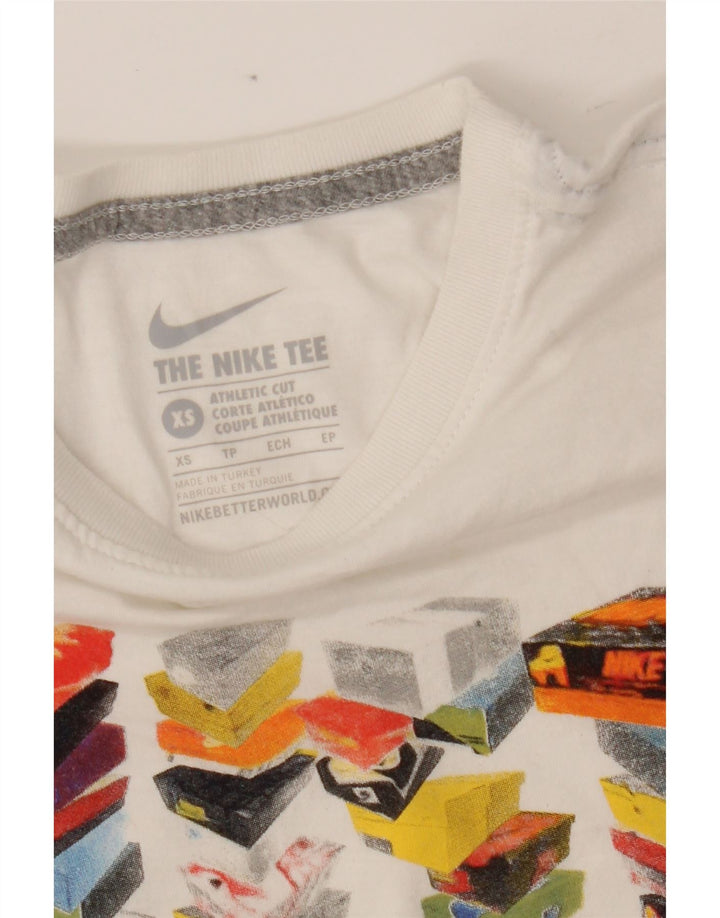 NIKE Mens Athletic Cut Graphic T-Shirt Top XS White Vintage Nike and Second-Hand Nike from Messina Hembry 