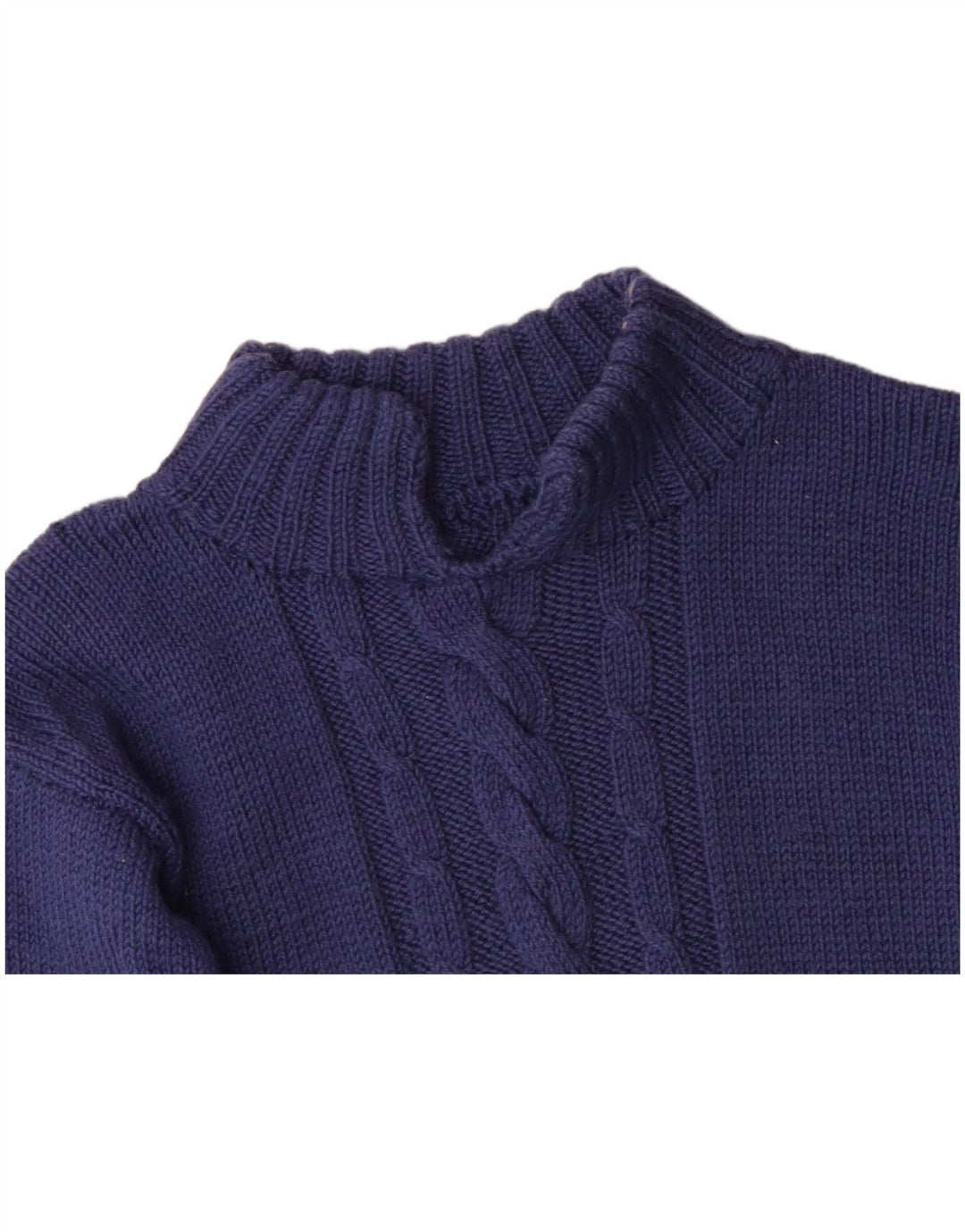 VINTAGE Pull col roulé femme UK 10 Petit Bleu Marine