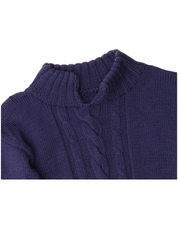 VINTAGE Pull col roulé femme UK 10 Petit Bleu Marine