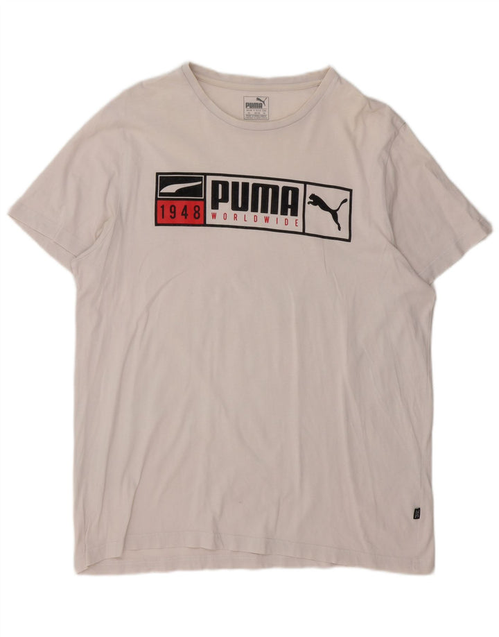 Puma T-Shirt Graphique Top XL Homme Blanc Coton