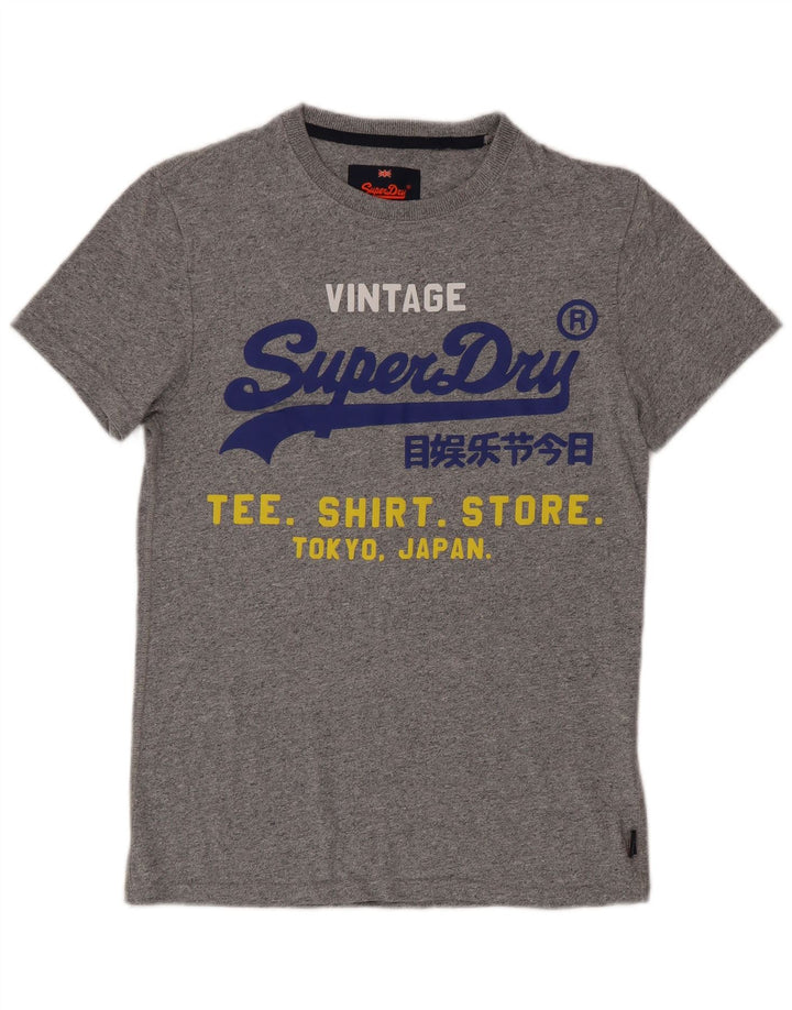 Superdry T-Shirt Graphique Homme Petit Gris Moucheté Coton