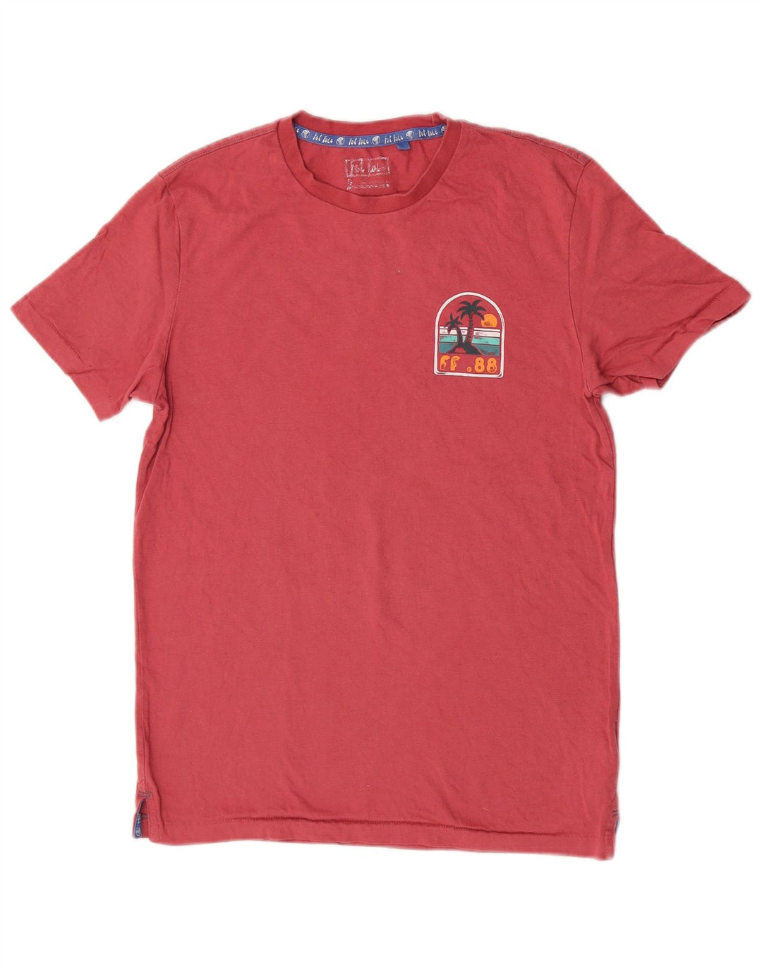 Fat Face T-Shirt Graphique Homme Petit Haut Rose Coton Plage