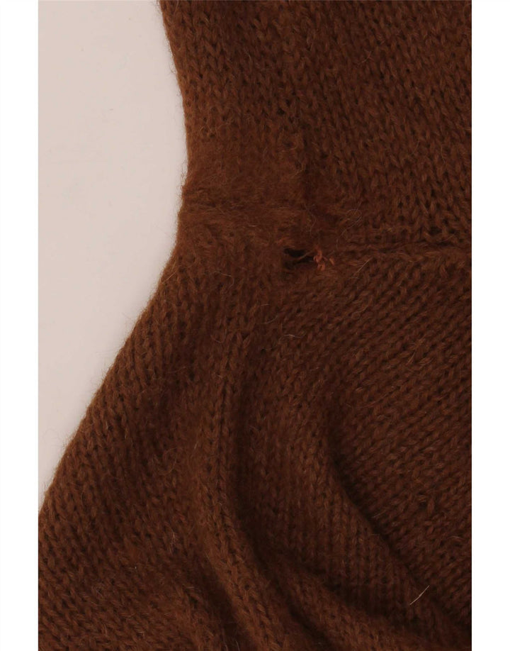 vintage Femmes Roll Neck Jumper Pull UK 12 Brun Moyen