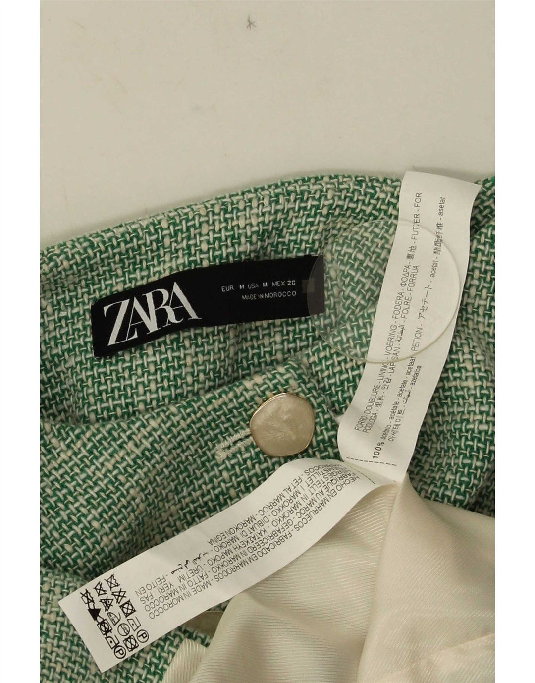 Zara Veste blazer courte à 3 boutons pour femme UK 14 en acétate vert moyen
