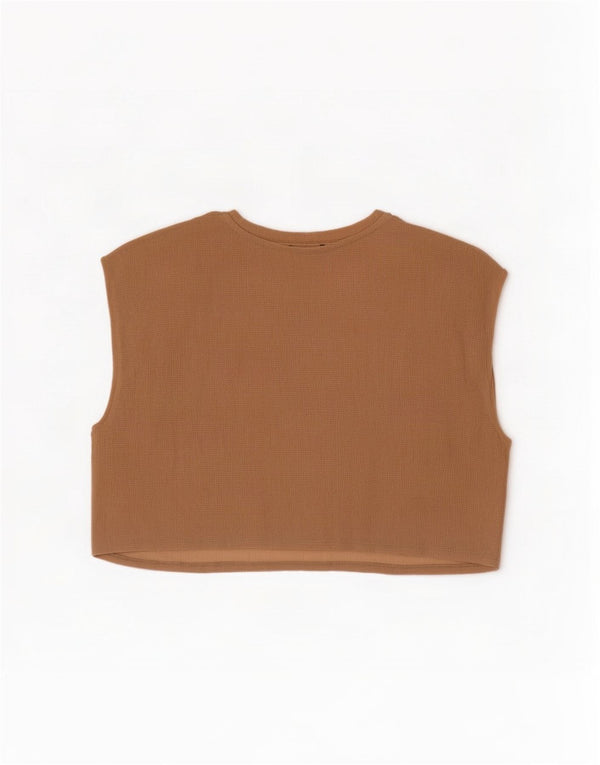 Zara Chemisier court sans manches surdimensionné pour femme UK 10 Petit Beige